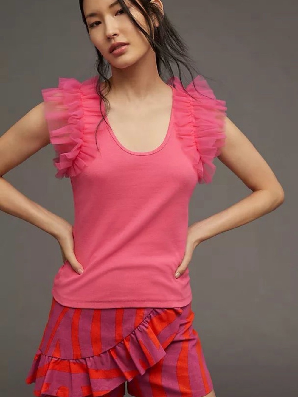 Anthropologie DOLAN Tulle Sleeve Tank Top